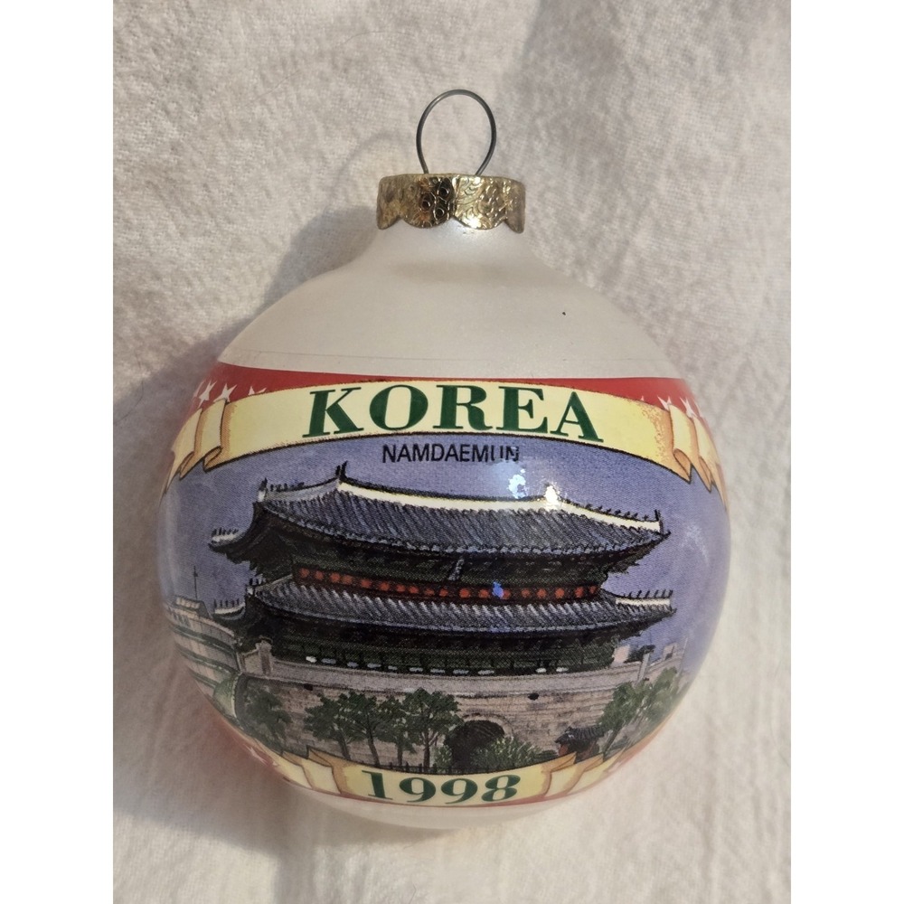 Vintage 1998 Korea‎ Namdaemun Christmas Ornament AGC USA South Korea Flag